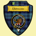 Gladstone Blue Weathered Tartan Crest Wooden Wall Plaque Shield