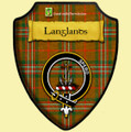 Langlands Brown Modern Tartan Crest Wooden Wall Plaque Shield