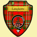 Langlands Red Modern Tartan Crest Wooden Wall Plaque Shield