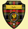 Lyle Black Modern Tartan Crest Wooden Wall Plaque Shield