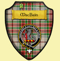 MacBain Dress Tartan Crest Wooden Wall Plaque Shield