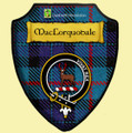 MacCorquodale Dress Tartan Crest Wooden Wall Plaque Shield