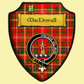 MacDowall Red Modern Tartan Crest Wooden Wall Plaque Shield