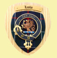 Leslie Clan Crest Tartan 7 x 8 Woodcarver Wooden Wall Plaque 