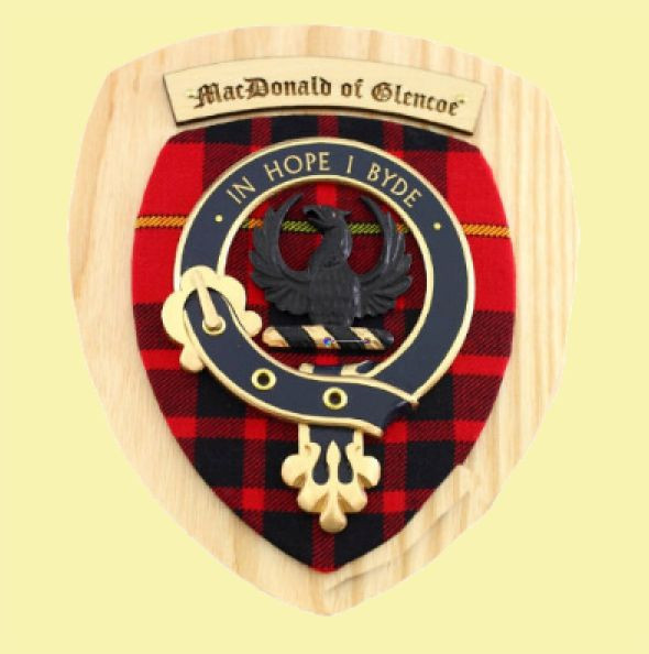 MacDonald Of Glencoe Clan Crest Tartan 7 x 8 Woodcarver Wooden Wall