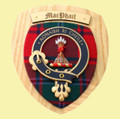 MacPhail Clan Crest Tartan 7 x 8 Woodcarver Wooden Wall Plaque 