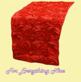 Scarlet Red Grandiose Rosette Wedding Table Runners Decorations x 10 For Hire