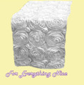 White Grandiose Rosette Wedding Table Runners Decorations x 5 For Hire
