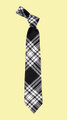 Menzies Black White Modern Clan Tartan Lightweight Wool Straight Mens Neck Tie
