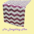 Fuchsia Pink White Chevron Sequin Wedding Table Runners Decorations x 10 For Hire