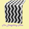 Black White Chevron Satin Wedding Table Runners Decorations x 5 For Hire