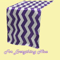Deep Purple White Chevron Satin Wedding Table Runners Decorations x 10 For Hire