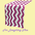 Fuchsia Pink White Chevron Satin Wedding Table Runners Decorations x 10 For Hire