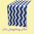 Royal Blue White Chevron Satin Wedding Table Runners Decorations x 10 For Hire