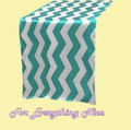 Turquosie White Chevron Satin Wedding Table Runners Decorations x 5 For Hire