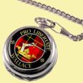 Wallace Clan Crest Round Shaped Chrome Plated Pocket Watch