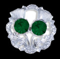 Emerald Green Crystal Stone Double Thistle Flowers Chrome Plated Brooch
