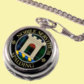 Spalding Clan Crest Round Shaped Chrome Plated Pocket Watch