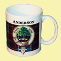 Anderson Tartan Clan Crest Ceramic Mugs Anderson Clan Badge Mugs Set of 2