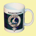 Armstrong Tartan Clan Crest Ceramic Mugs Armstrong Clan Badge Mugs Set of 4