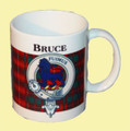Bruce Tartan Clan Crest Ceramic Mugs Bruce Clan Badge Mugs Set of 2
