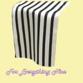 Black White Satin Stripe Wedding Table Runners Decorations x 5 For Hire