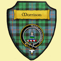 Morrison Weathered Ancient Tartan Crest Wooden Wall Plaque Shield
