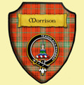 Morrison Weathered Ancient Red Tartan Crest Wooden Wall Plaque Shield