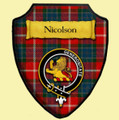 Nicolson Lewis Modern Tartan Crest Wooden Wall Plaque Shield