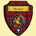 Nicolson Tiree And Coll Modern Tartan Crest Wooden Wall Plaque Shield