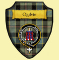 Ogilvie Hunting Weathered Tartan Crest Wooden Wall Plaque Shield