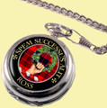Ross Clan Crest Round Shaped Chrome Plated Pocket Watch