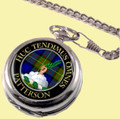 Patterson Clan Crest Round Shaped Chrome Plated Pocket Watch