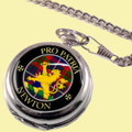 Newton Clan Crest Round Shaped Chrome Plated Pocket Watch