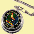 Newlands Clan Crest Round Shaped Chrome Plated Pocket Watch
