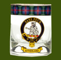 Sutherland Clansman Crest Tartan Tumbler Whisky Glass Set of 2