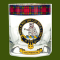 MacPherson Clansman Crest Tartan Tumbler Whisky Glass Set of 4