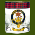 Hay Clansman Crest Tartan Tumbler Whisky Glass Set of 2