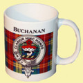 Buchanan Tartan Clan Crest Ceramic Mugs Buchanan Clan Badge Mugs Set of 2