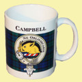 Campbell Tartan Clan Crest Ceramic Mugs Campbell Clan Badge Mugs Set of 4