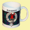 Davidson Tartan Clan Crest Ceramic Mugs Davidson Clan Badge Mugs Set of 4