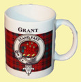 Grant Tartan Clan Crest Ceramic Mugs Grant Clan Badge Mugs Set of 2