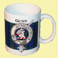 Gunn Tartan Clan Crest Ceramic Mugs Gunn Clan Badge Mugs Set of 4