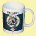 Kennedy Tartan Clan Crest Ceramic Mugs Kennedy Clan Badge Mugs Set of 4