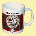 MacKinnon Tartan Clan Crest Ceramic Mugs MacKinnon Clan Badge Mugs Set of 4