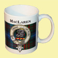 MacLaren Tartan Clan Crest Ceramic Mugs MacLaren Clan Badge Mugs Set of 2