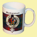 MacLennan Tartan Clan Crest Ceramic Mugs MacLennan Clan Badge Mugs Set of 2