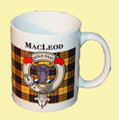 MacLeod Lewis Tartan Clan Crest Ceramic Mugs MacLeod Lewis Clan Badge Mugs Set of 2