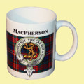 MacPherson Tartan Clan Crest Ceramic Mugs MacPherson Clan Badge Mugs Set of 2