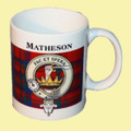 Matheson Tartan Clan Crest Ceramic Mugs Matheson Clan Badge Mugs Set of 4